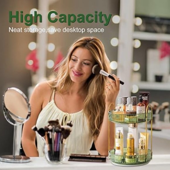 2 Tiers - 360° Turntable Makeup Organizer - Lazy Susan Cosmetics Storage - Picture 5 of 9